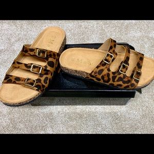 Leopard Sandal, Wedge, faux Birkenstock 6 1/2